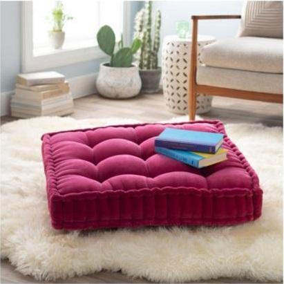 Pink Floor Pillow in Living Room 