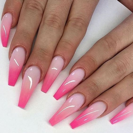 Full picture of a gorgeous pink ombre nail