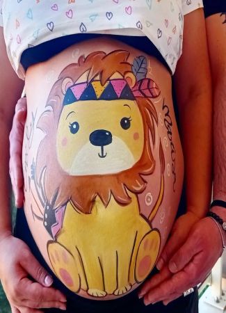 pregnant belly painting ideas lion