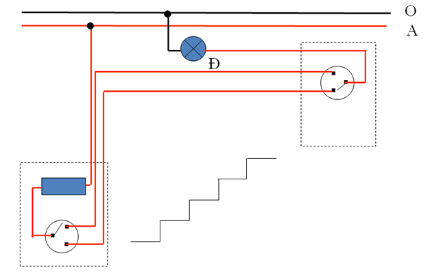 vẽ sơ đồ lắp đặt mạch điện cầu thang