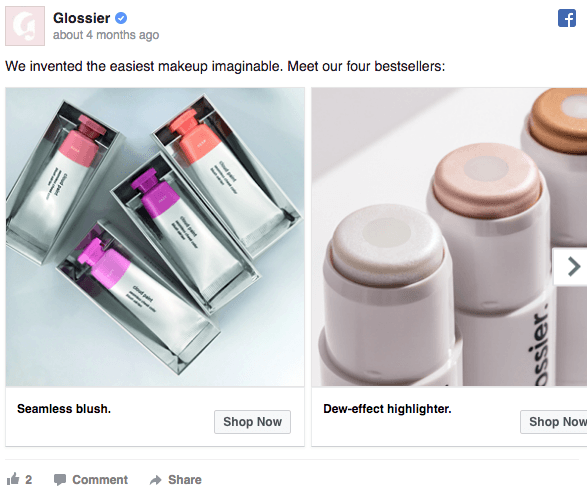 Glossier Facebook Ad Screenshot