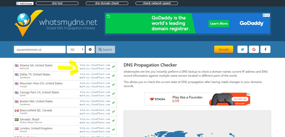 Servidores de nomes da Cloudflare