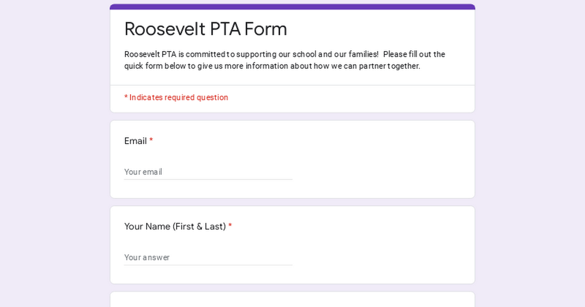 Roosevelt PTA Form