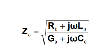 Gleichung 1. Z₀ = sqrt[ (R₀ + jwL₀) / (G₀ + jwC₀)