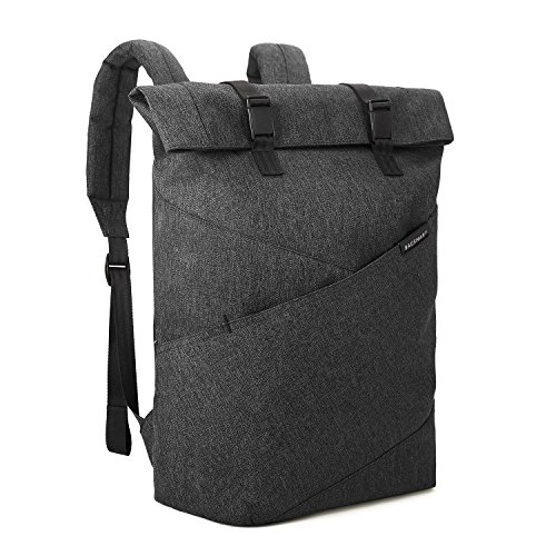 BAGSMART Laptop Backpack Travel Rolltop Backpack College School Computer Bag Fits 15.6 Inch Laptop and Notebook, Black
