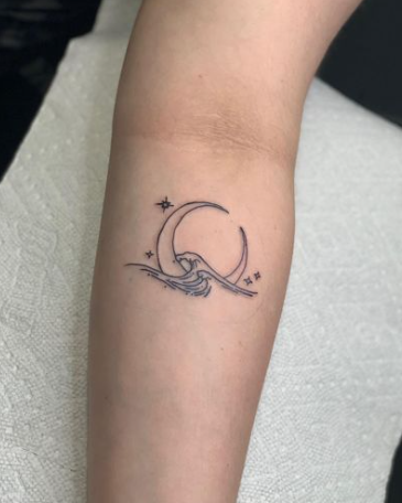 mini tattoos of moon and stars