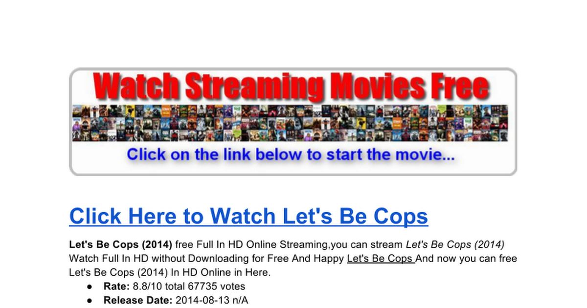 Let's Be Cops Free Movie - Google Docs