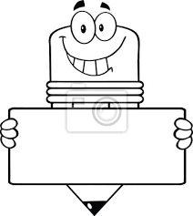 Contorno de caracteres de dibujos animados de lápiz sostiene carteles para  la pared • pósters muestra en blanco, esbozado, papelería | myloview.es