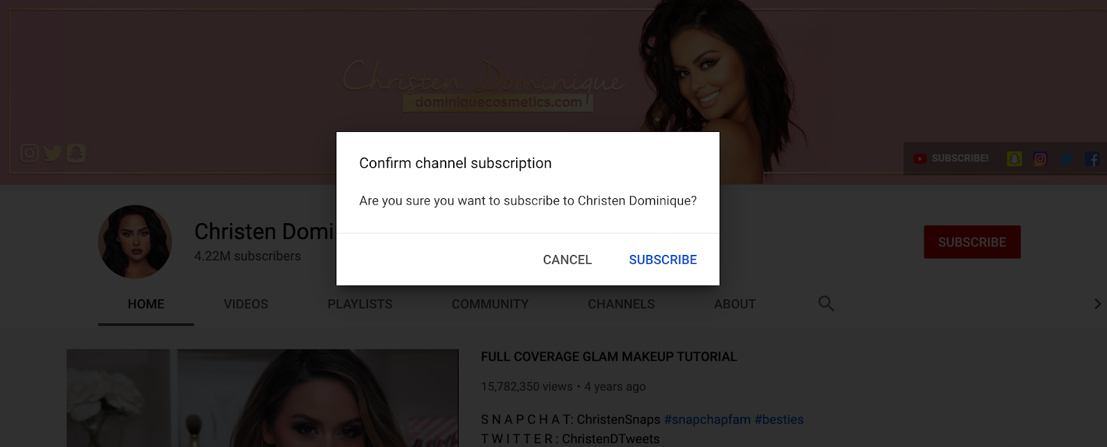 youtube confirm subscription box