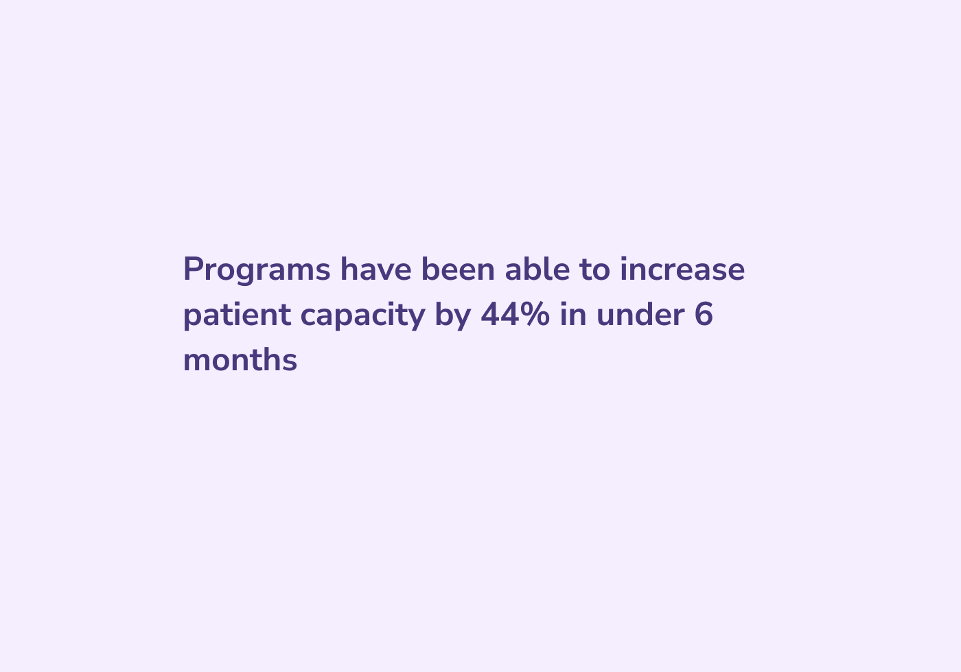Statistic stating that programs have been able to increase patient capacity by 44% in under 6 months