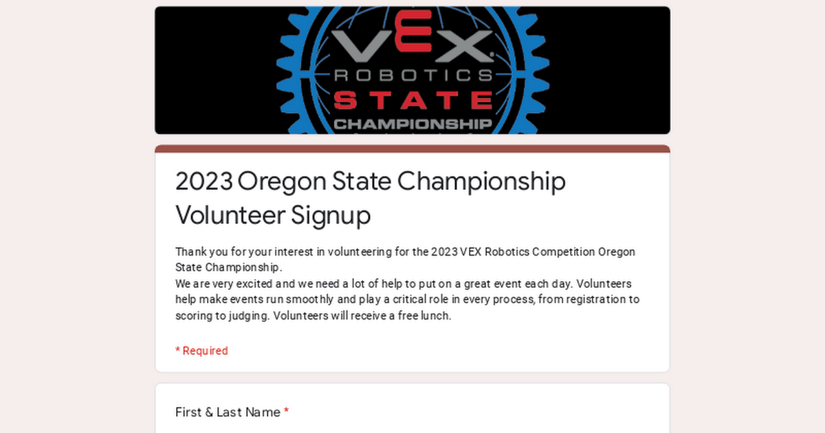 2023 Oregon State Championship Volunteer Signup