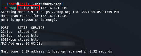 [NMAP Scan Any Port]: Scan FTP and HTTP ports using the port name. Source: nudesystems.com