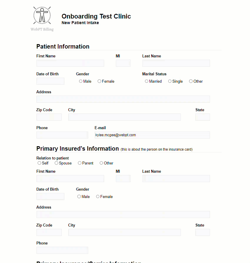 Client intake sheet