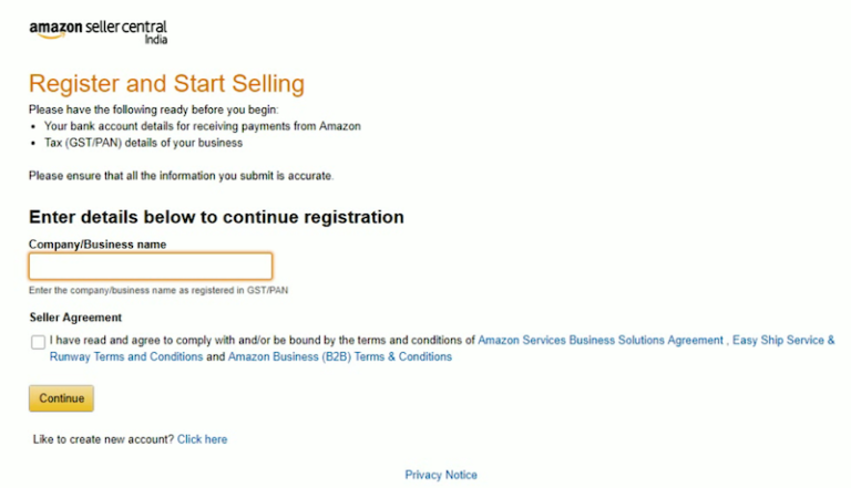 How To Register On Amazon As A Seller enter details