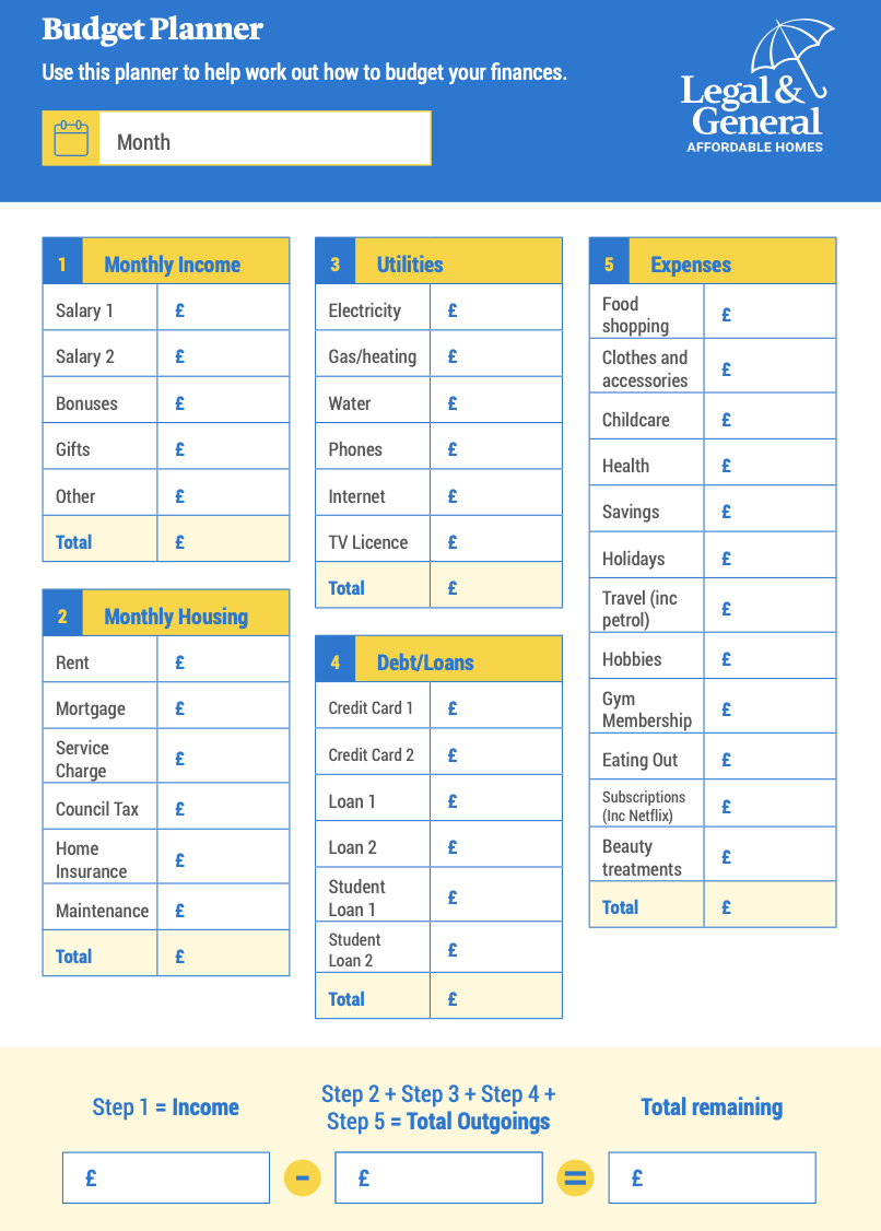 Legal and General Affordable Homes Budget Planner