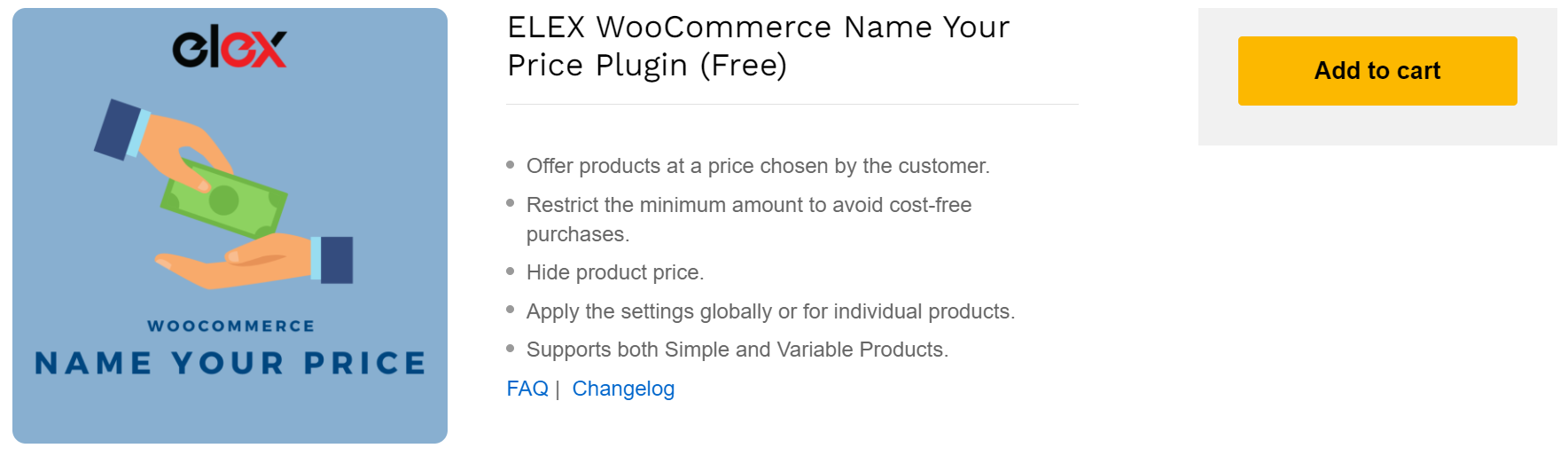ELEX WooCommerce Name Your Price free plugin