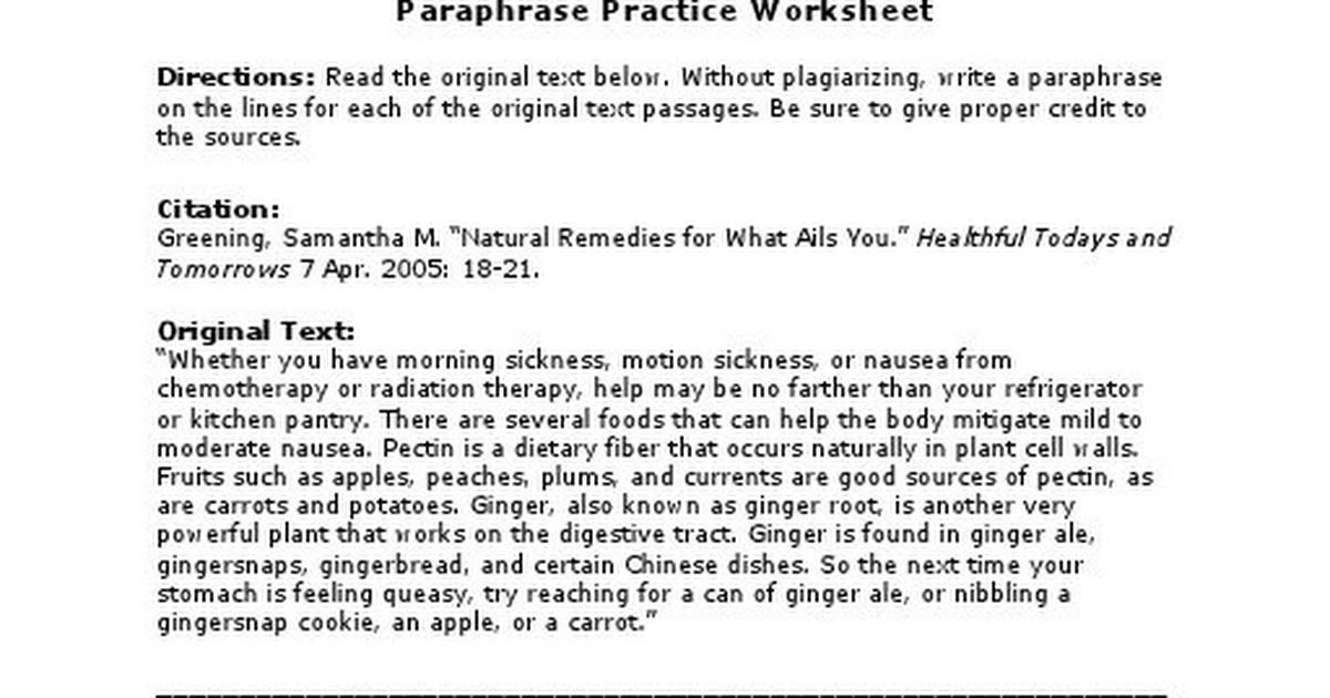 Printables Paraphrase Worksheet paraphrase practice worksheet davezan paraphrasing worksheets davezan