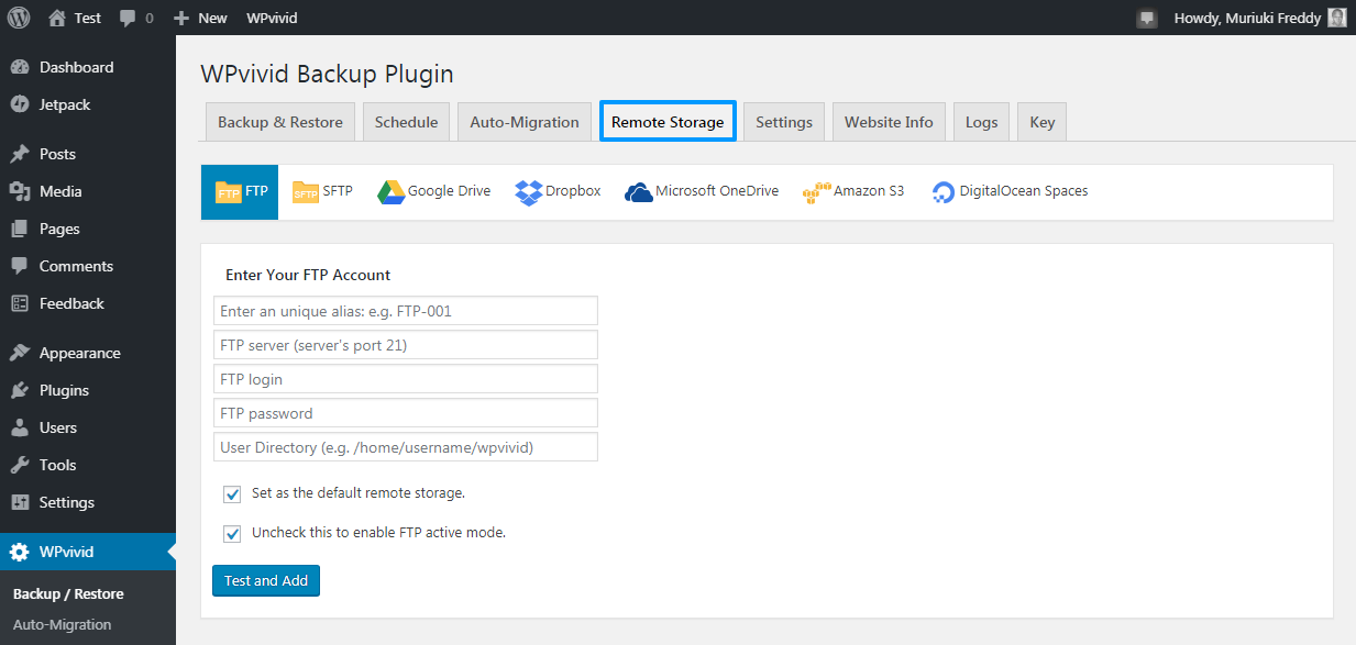guia de armazenamento remoto wpvivid