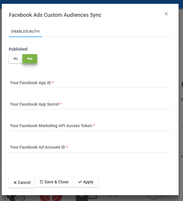 facebook custom ads setting