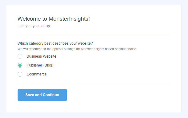 setting up monsterinsights