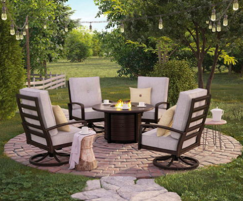 Round Outdoor Dining Set with Swivel Chairs