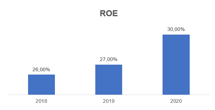Gráfico de Return On Equity (2018 a 2020). 