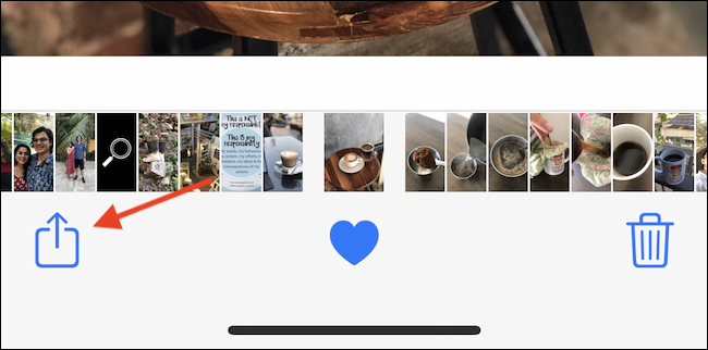 Tap the Share button in the Photos app.