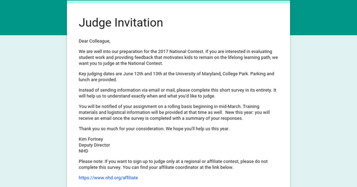 Judge Invitation 2017
