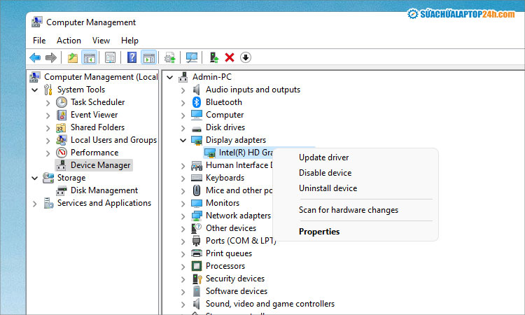 Tìm driver trong Device Manager