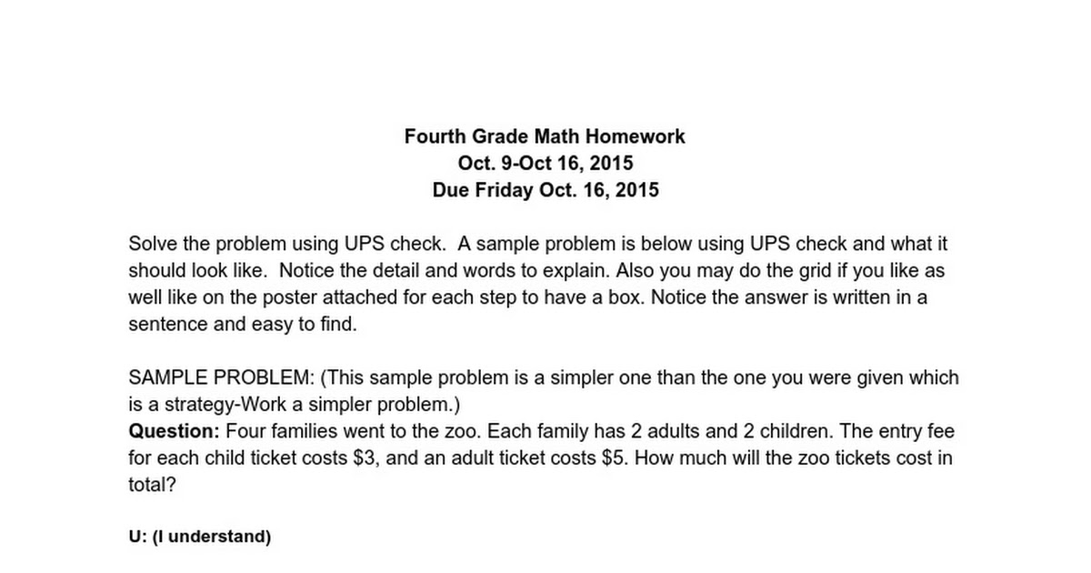 Fourth Grade Math Homework