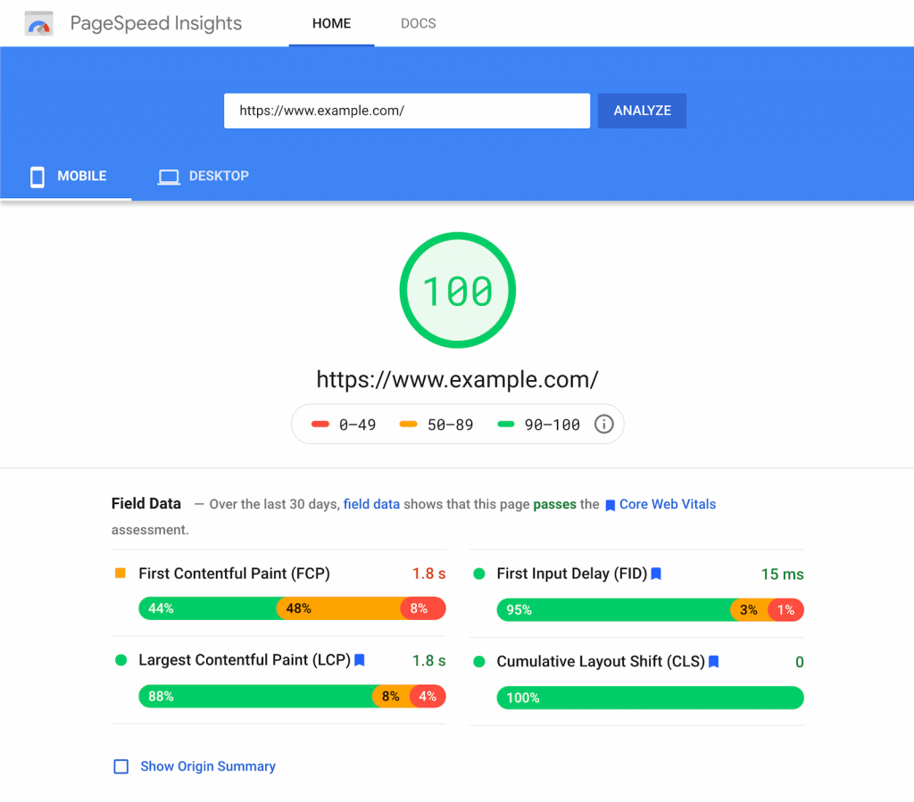 PageSpeed Insights Core Web Vitals
