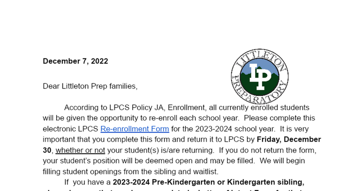 Re-enrollment Letter/Form.2023-2024 - Google Docs