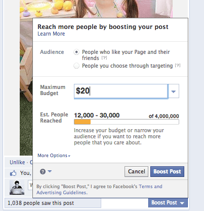 Using Facebook ads, target your audience. 