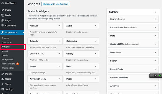 Thêm widget trong WordPress