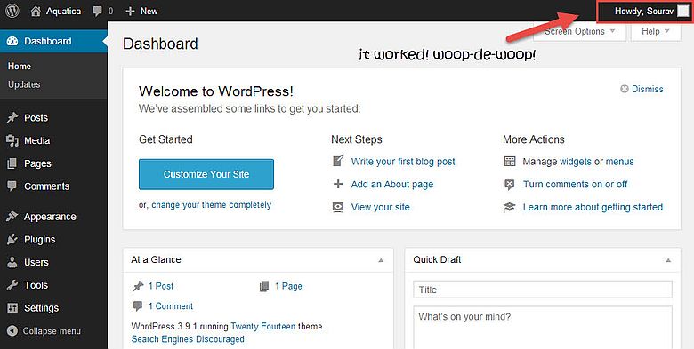 alterar o nome de usuário do administrador do wordpress 10 wp dashboard