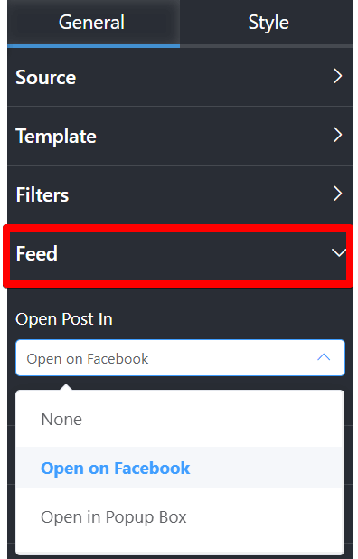 Facebook album feed setting- Feed setting