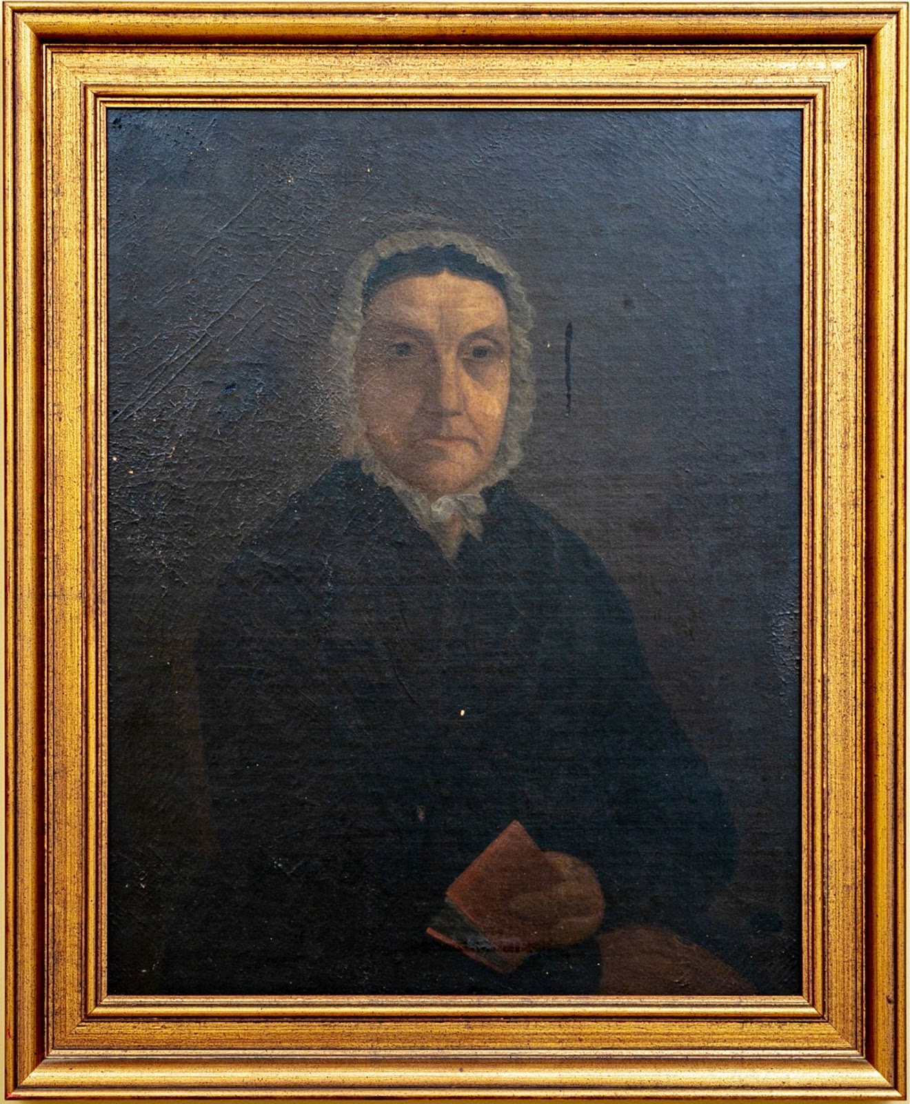 18th-19th Century Oil on Board Naturalistic Portrait Depicting an Older Woman