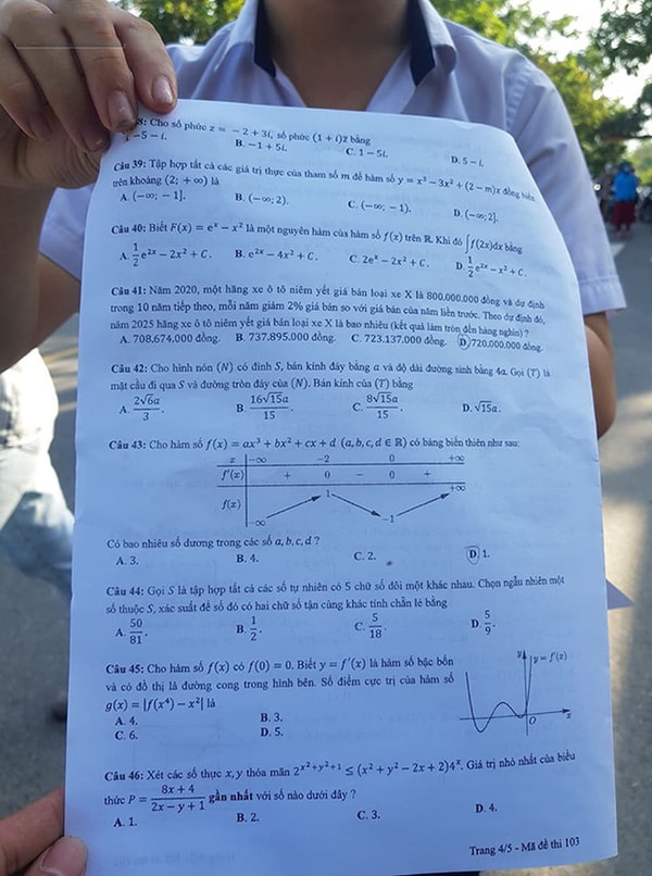 đề thi thptqg môn toán 2020 đợt 2