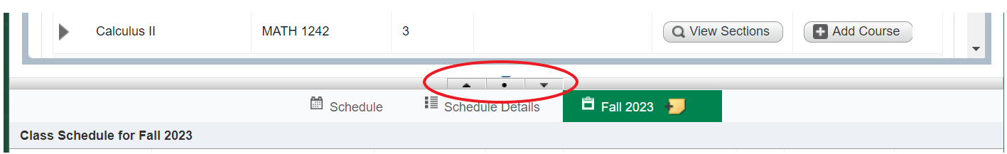 arrows for showing sections in bottom center of page