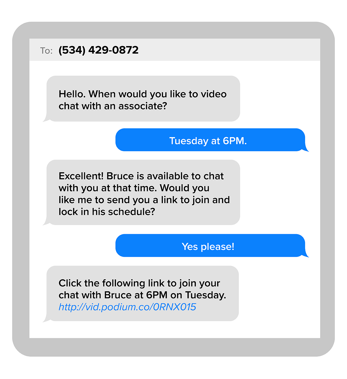 Text VIDEOCHAT to 534-429-0872 Schedule a Virtual Showroom Visit