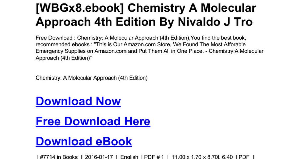 chemistry a molecular approach 4th edition