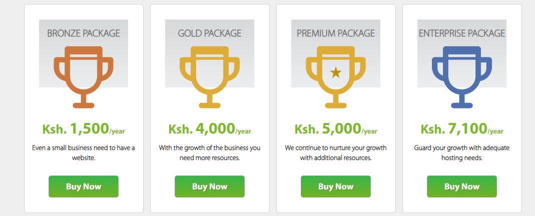 Safaricom Web Hosting pricing