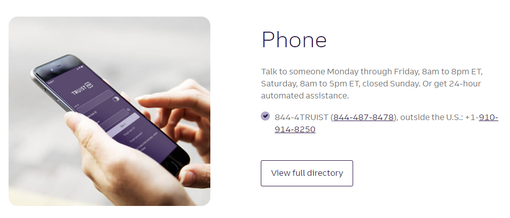 Truist Bank contact number