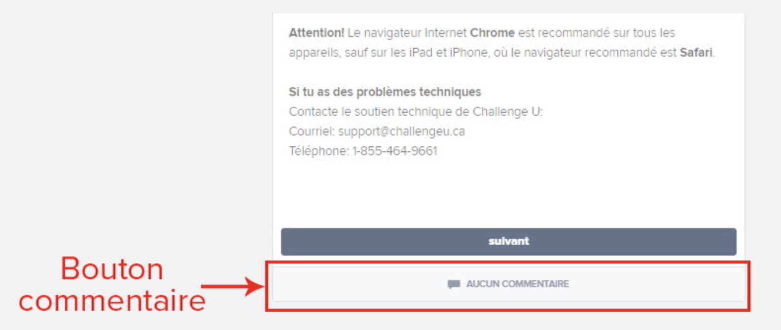 Commentaire - Plateforme ChallengeU