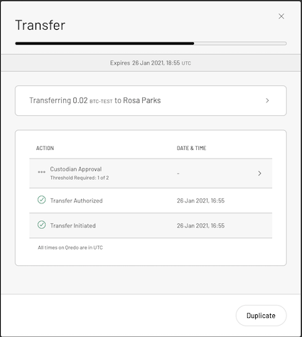 Transfer status