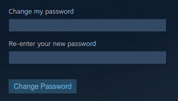 Screenshot of password reset Steam