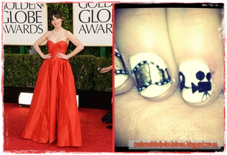 Manicura - Nail Art - Globos de Oro 2013 - Zooey Deschanel