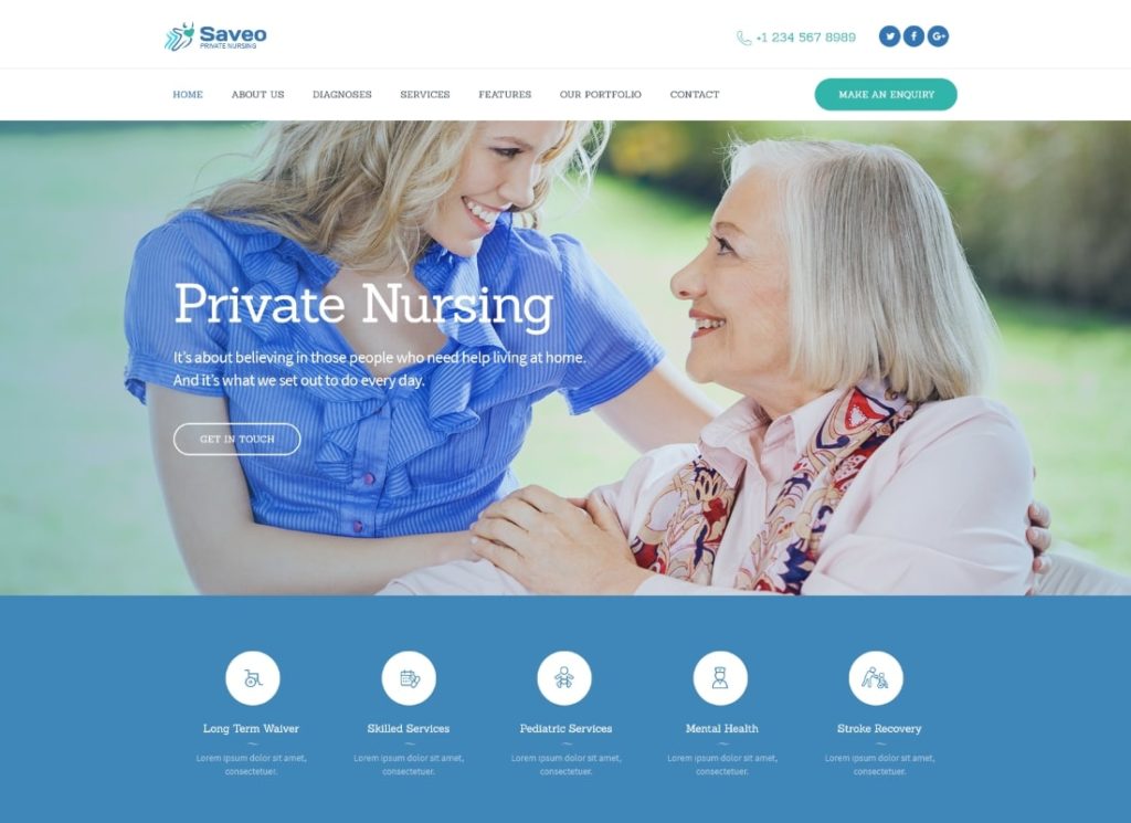 Saveo |  Tema de WordPress para agencias de enfermería privada y atención domiciliaria