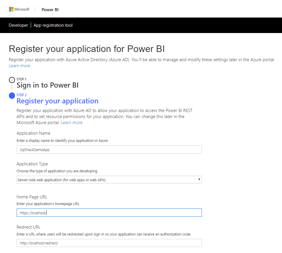 REST API Power BI: Enter URL
