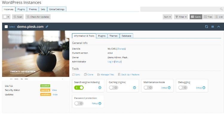 Gerenciar instalações do WordPress no Plesk